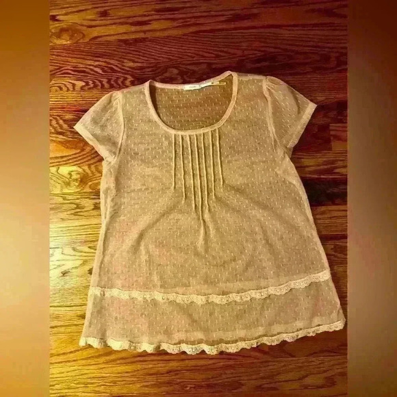 Kimchi Blue Tops - KIMCHI BLUE Overlay Top - Sz S - Sheer Mesh Blouse - Vintage / Made in USA